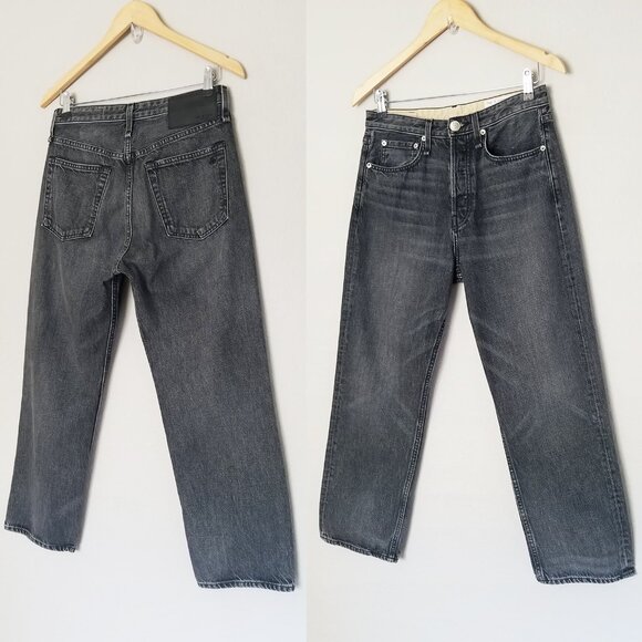 RAG & BONE Maya High Rise Ankle Straight Jeans 27 in Magic Faded Black Gray $325 - Picture 15 of 16